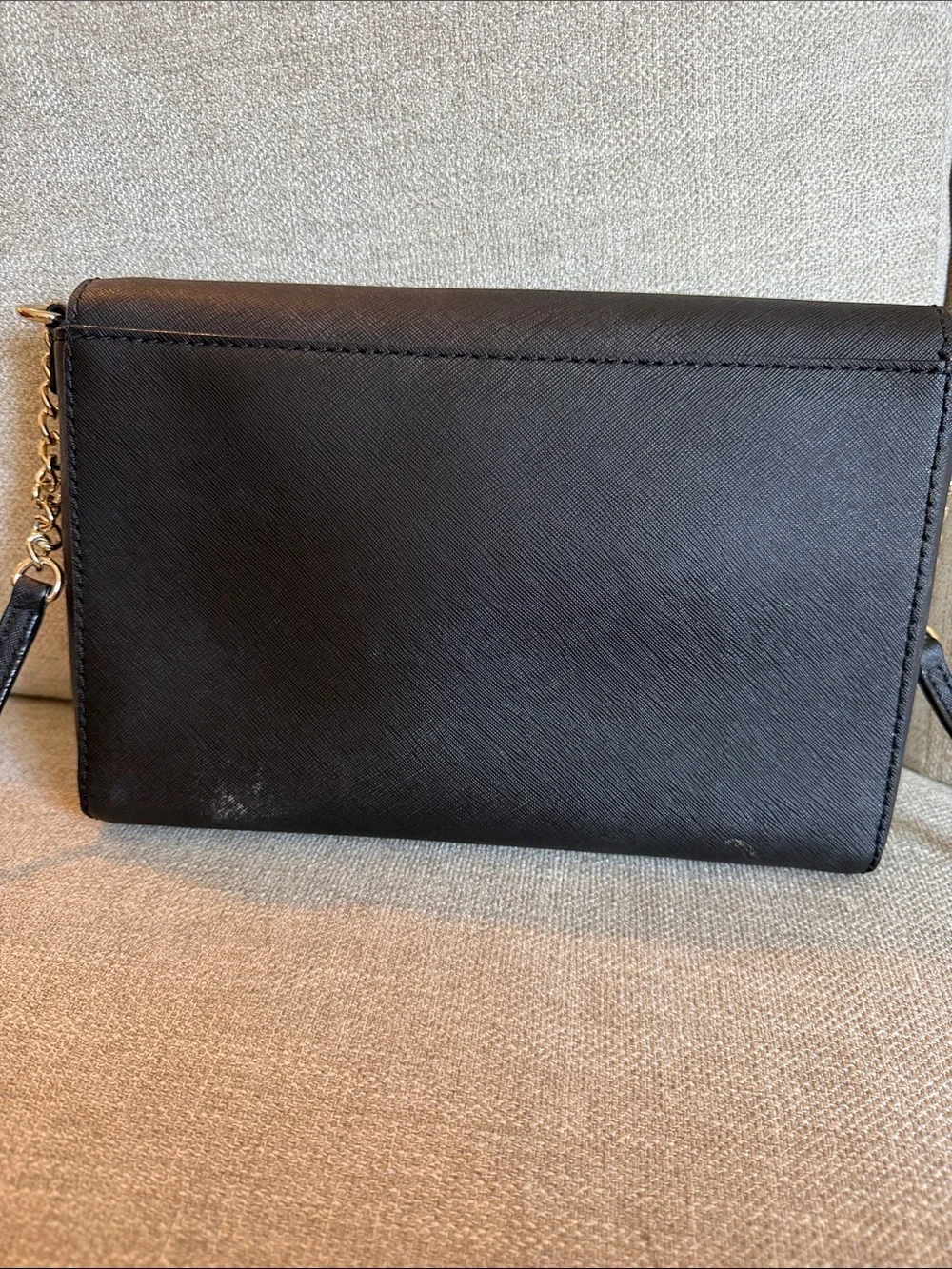kate spade black leather crossbody with gold hardware
